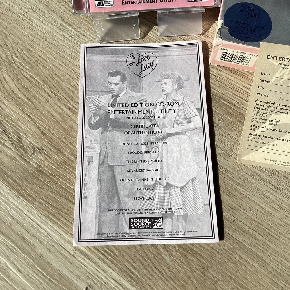 I Love Lucy Limited Edition Utility CD ROM Windows Software Numbered‎